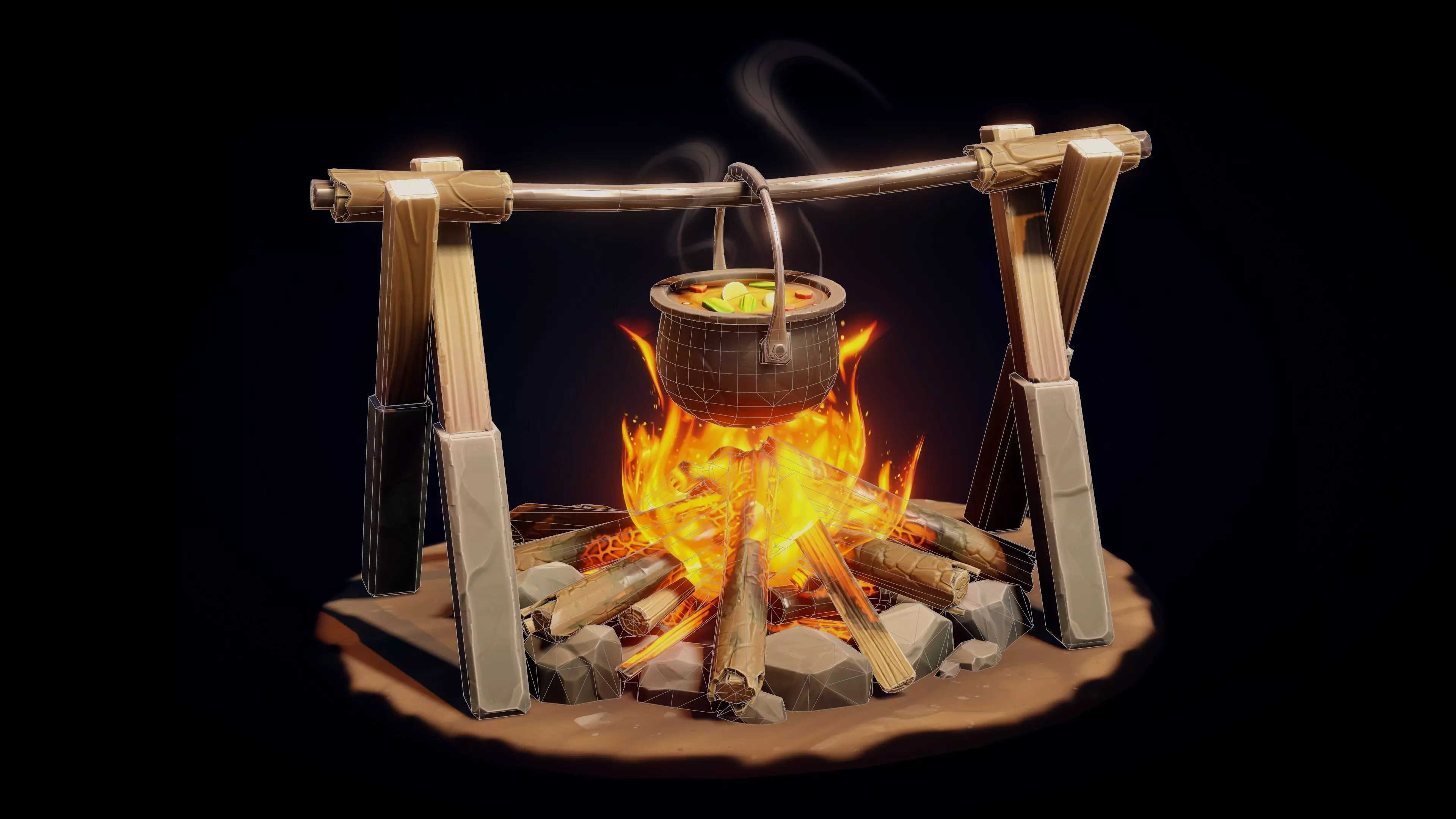 Stylized Campfire - Game Ready 3D Model Low-poly 3D model_2