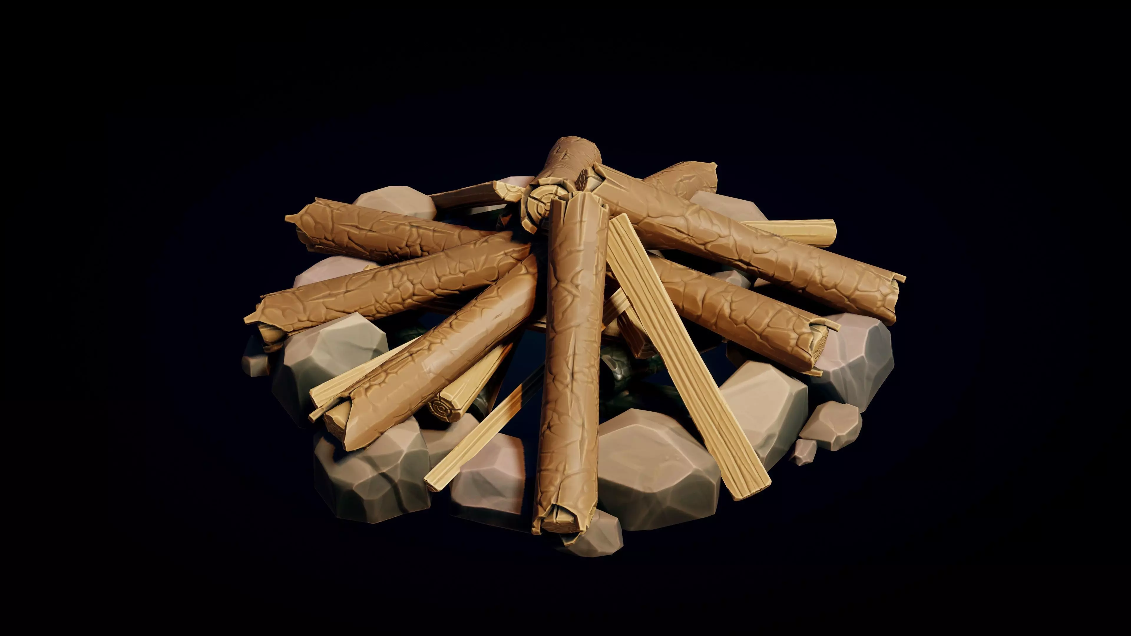 Stylized Campfire - Game Ready 3D Model Low-poly 3D model_5