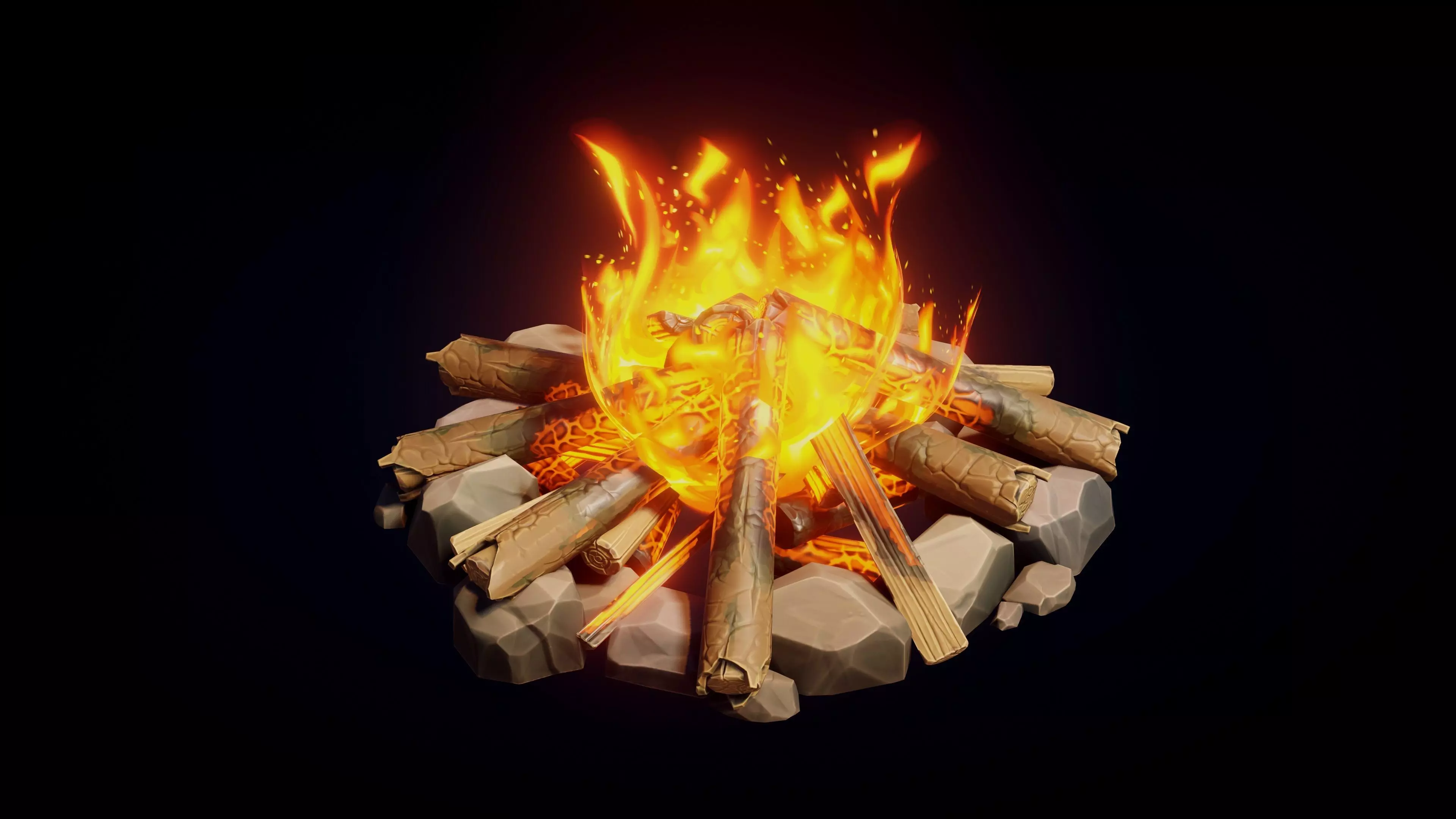 Stylized Campfire - Game Ready 3D Model Low-poly 3D model_3
