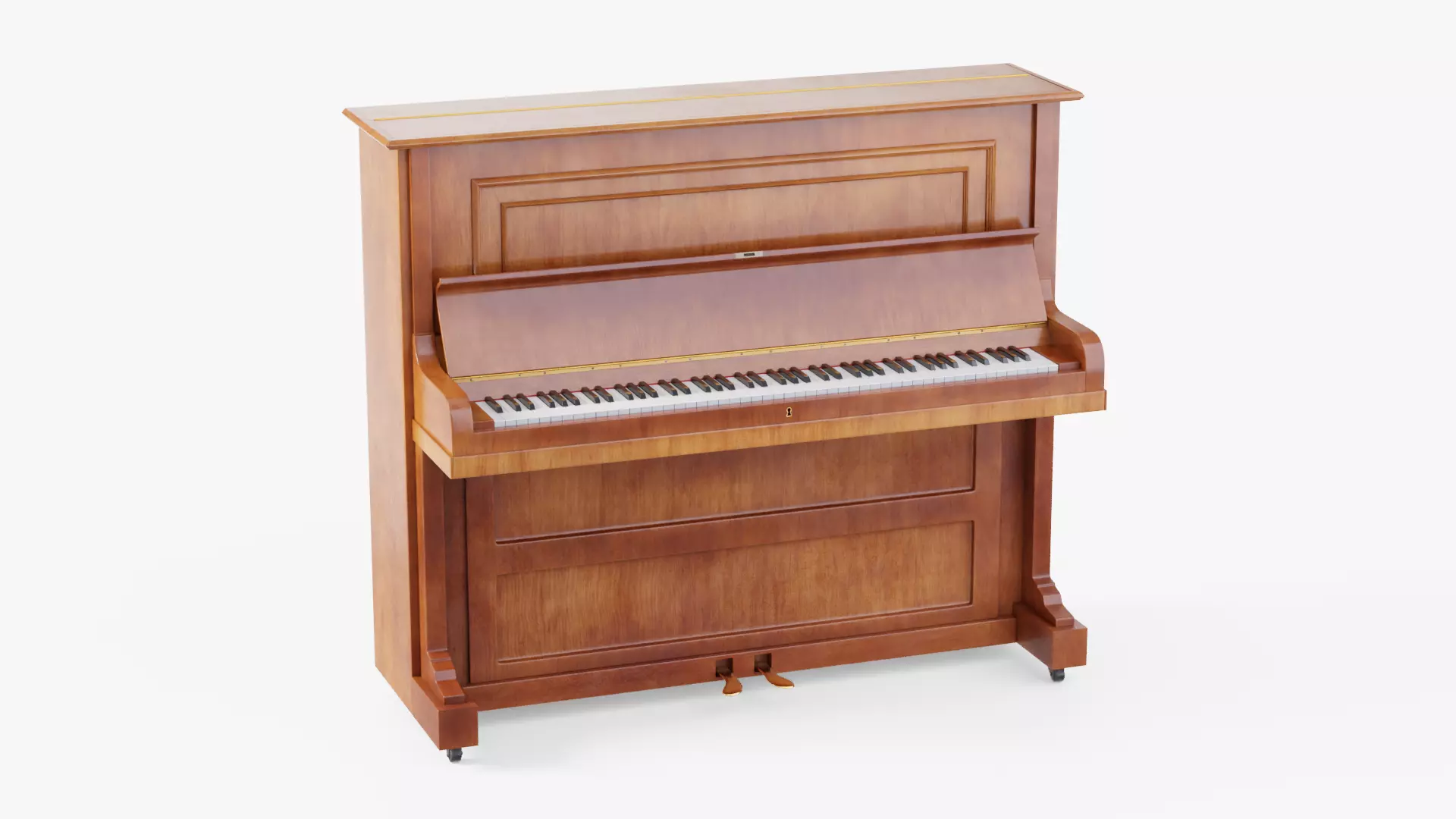 Wooden Upright Piano Low-poly 3D model_0