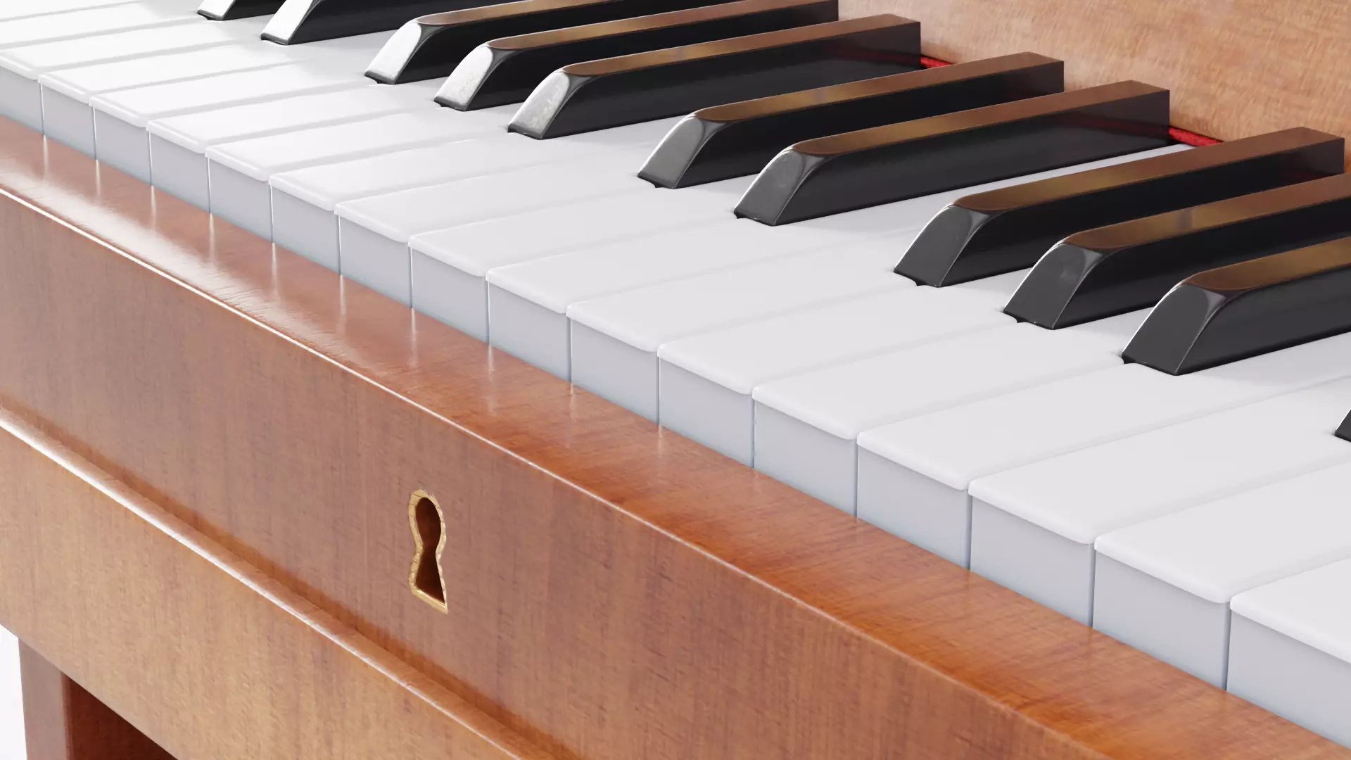 Wooden Upright Piano Low-poly 3D model_21