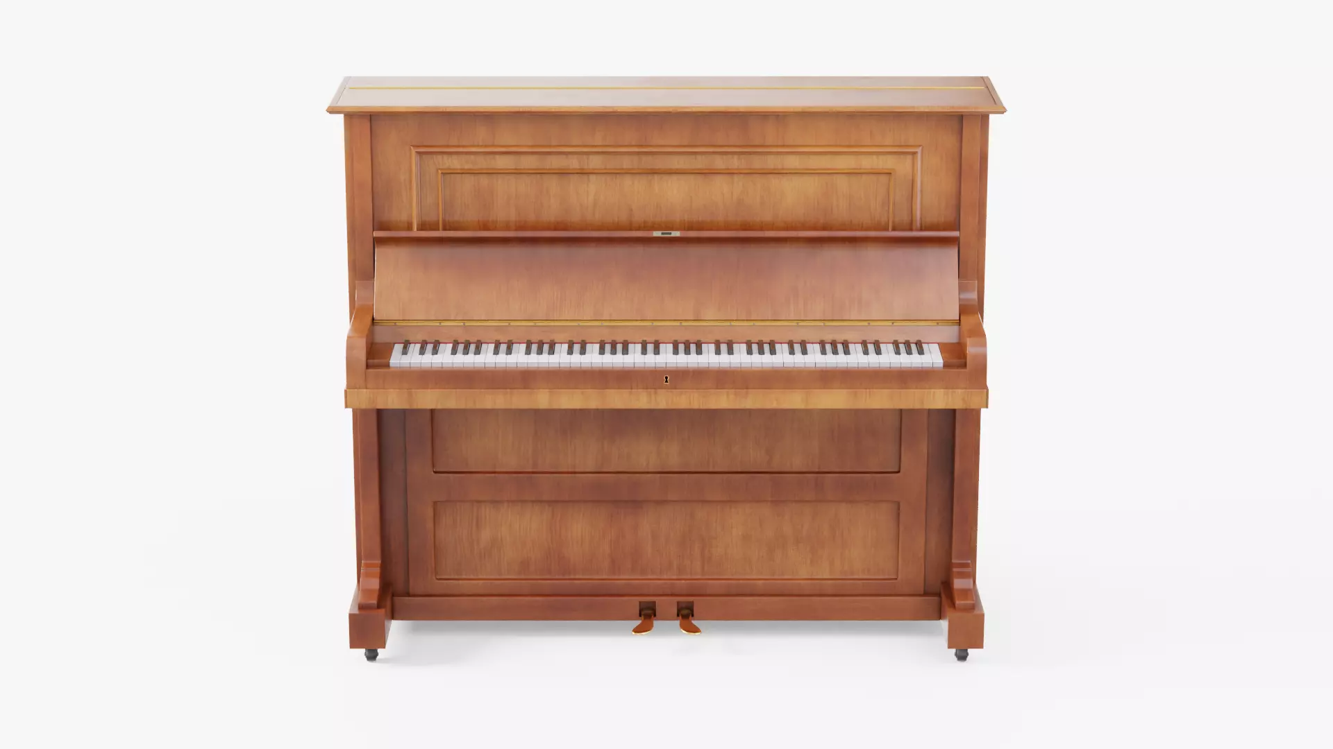 Wooden Upright Piano Low-poly 3D model_5