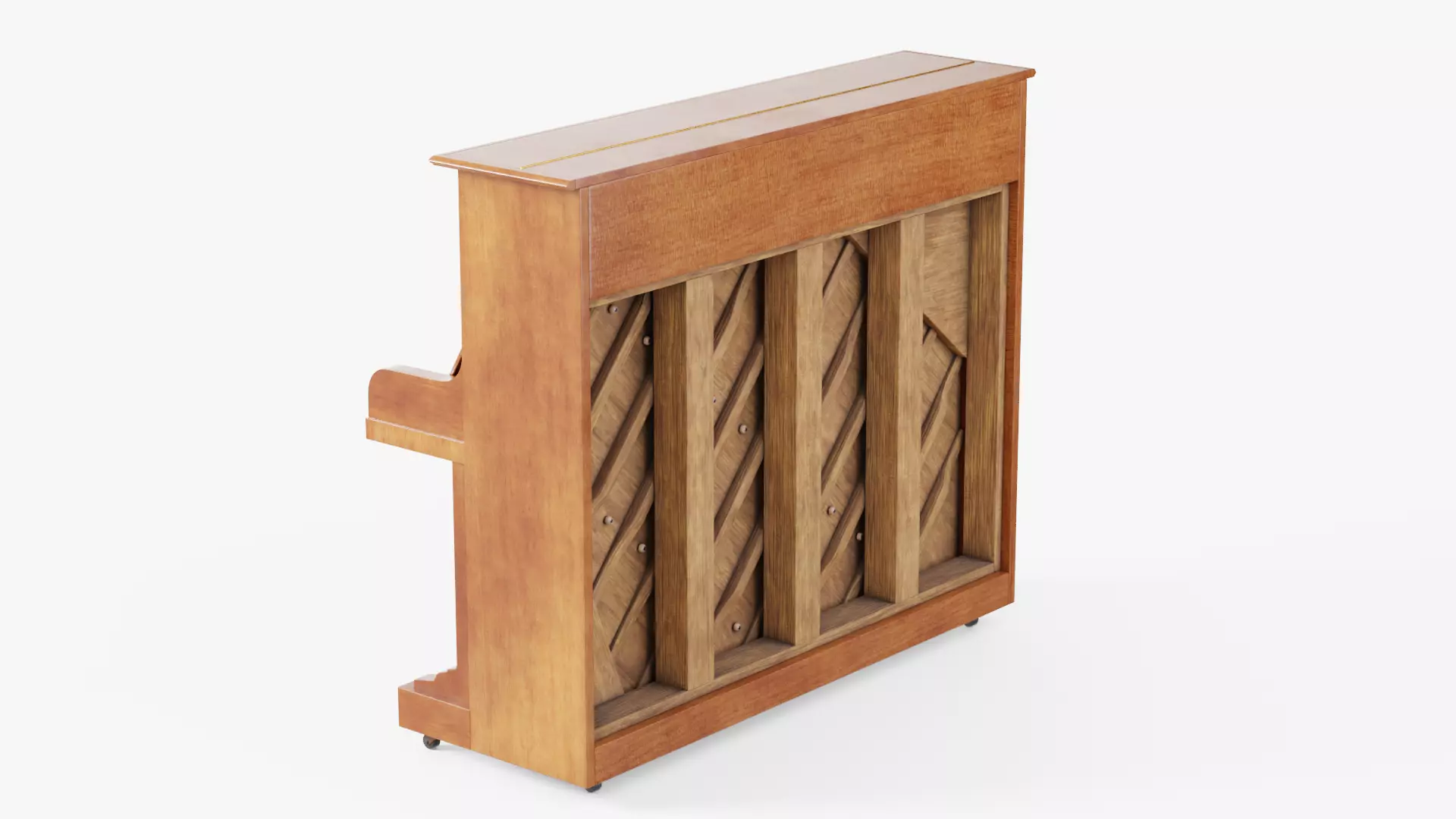 Wooden Upright Piano Low-poly 3D model_9