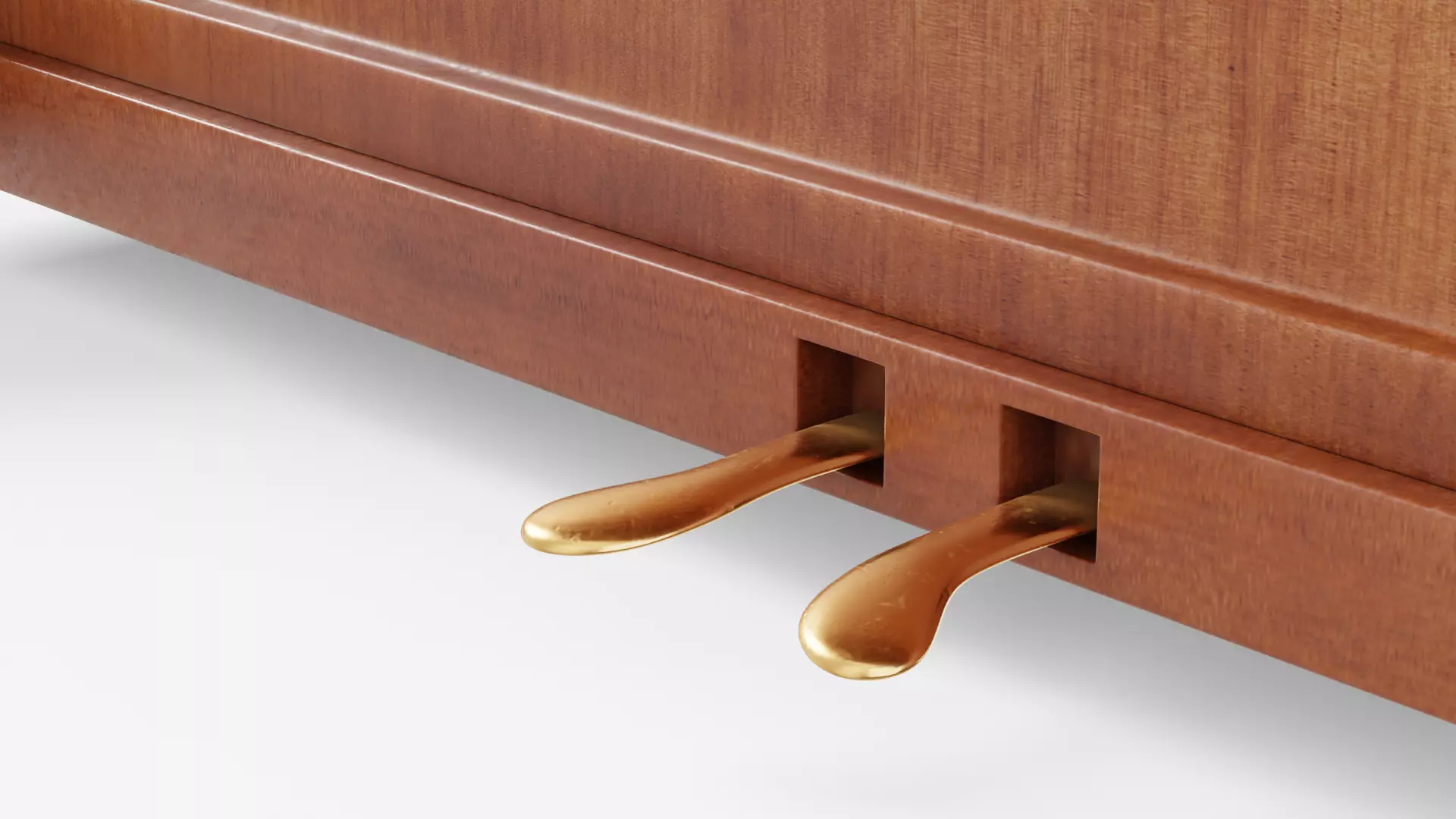 Wooden Upright Piano Low-poly 3D model_22