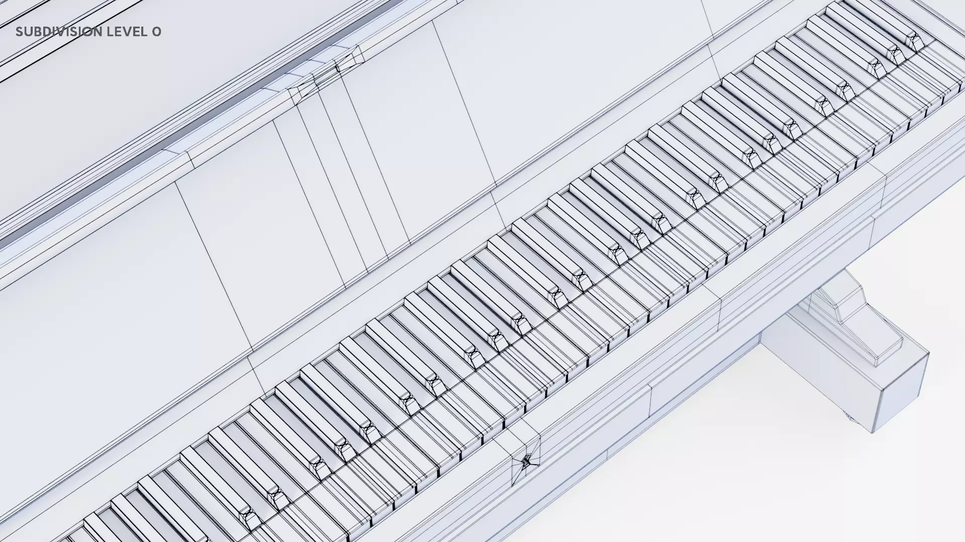 Wooden Upright Piano Low-poly 3D model_47