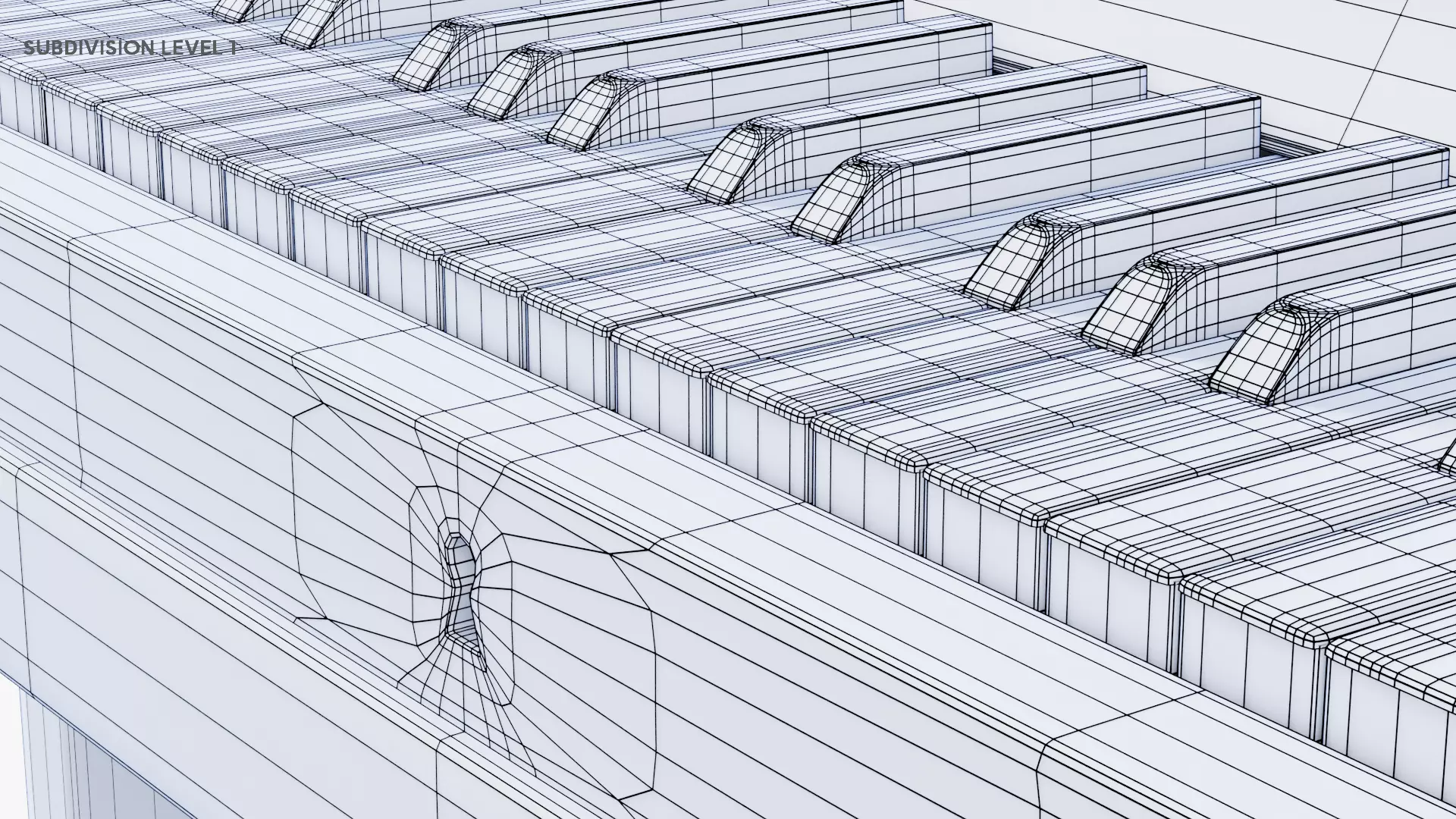 Wooden Upright Piano Low-poly 3D model_40