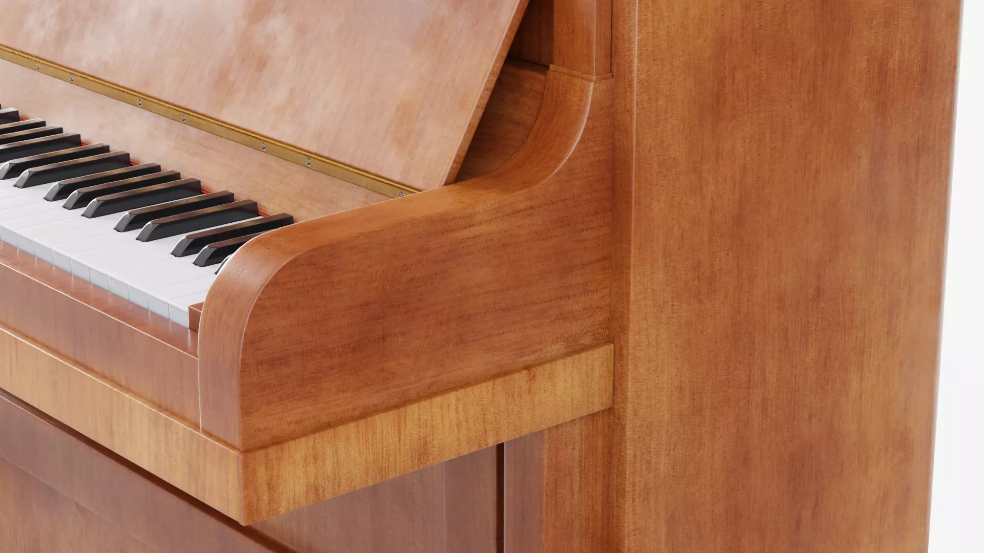 Wooden Upright Piano Low-poly 3D model_16