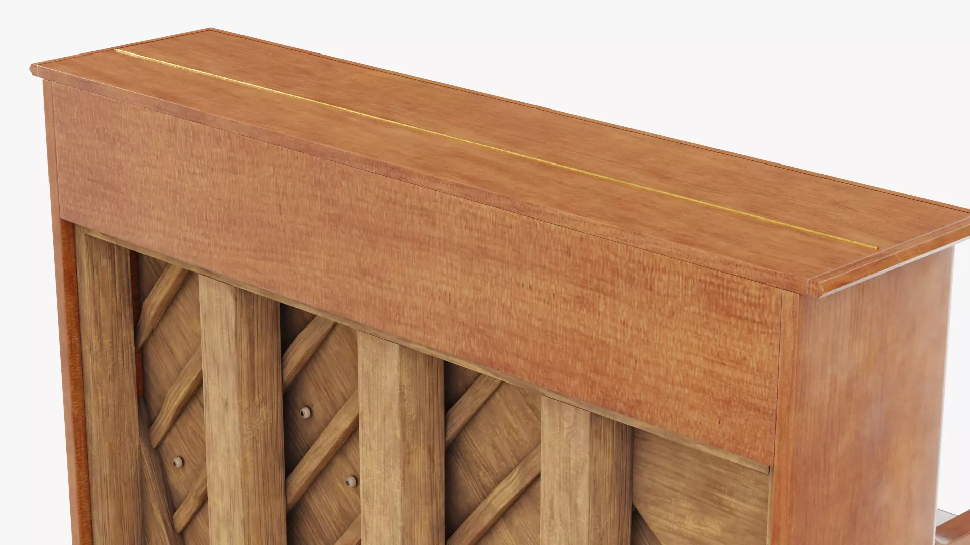 Wooden Upright Piano Low-poly 3D model_23