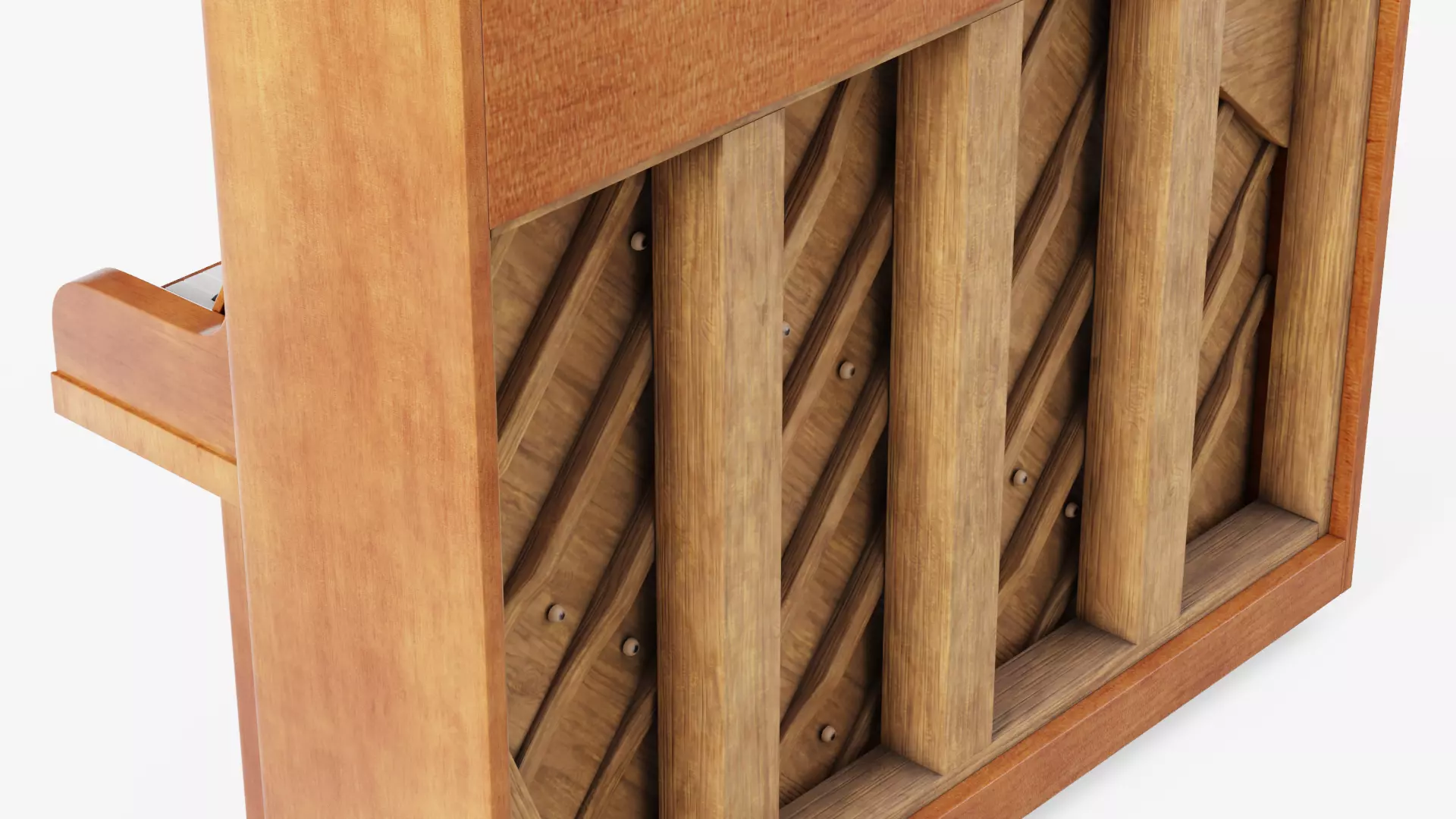 Wooden Upright Piano Low-poly 3D model_25