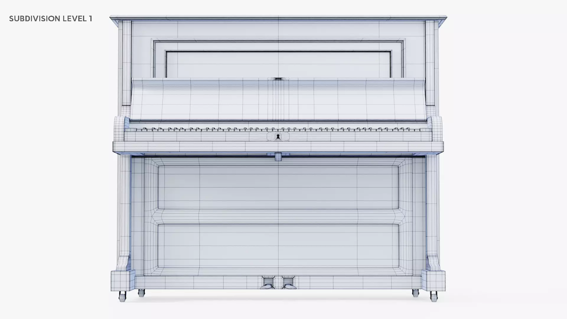 Wooden Upright Piano Low-poly 3D model_52