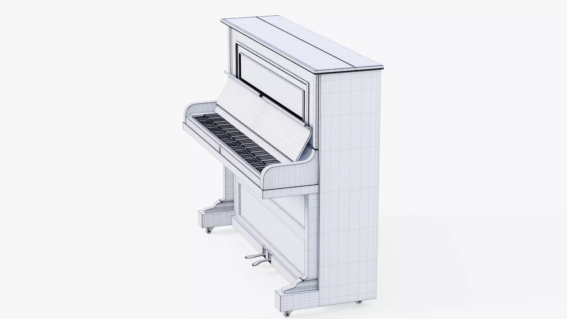 Wooden Upright Piano Low-poly 3D model_64
