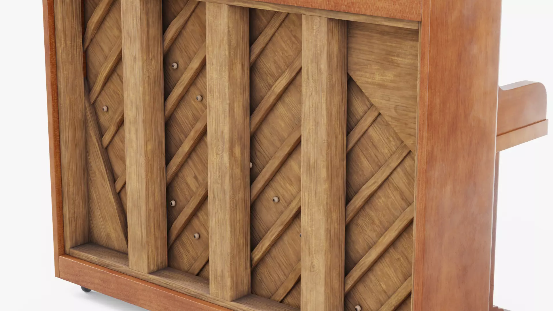 Wooden Upright Piano Low-poly 3D model_24