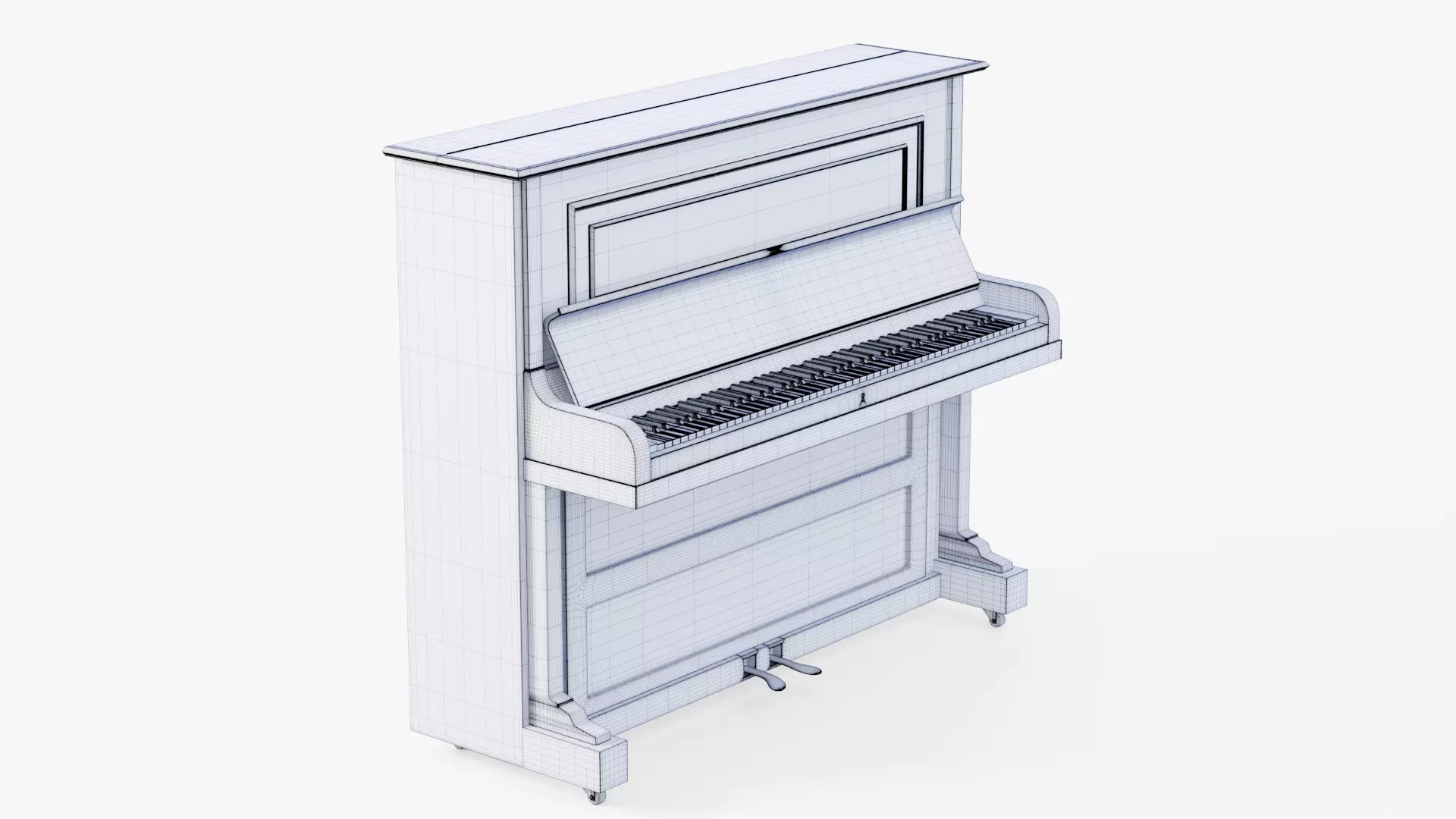 Wooden Upright Piano Low-poly 3D model_60