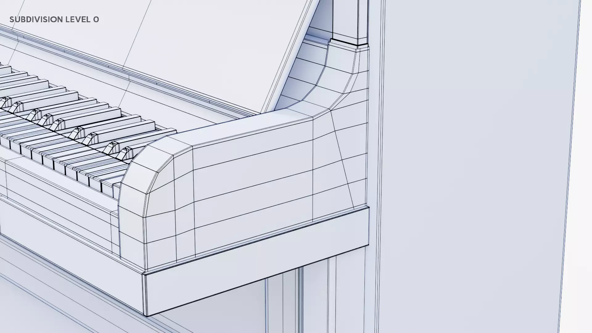 Wooden Upright Piano Low-poly 3D model_41