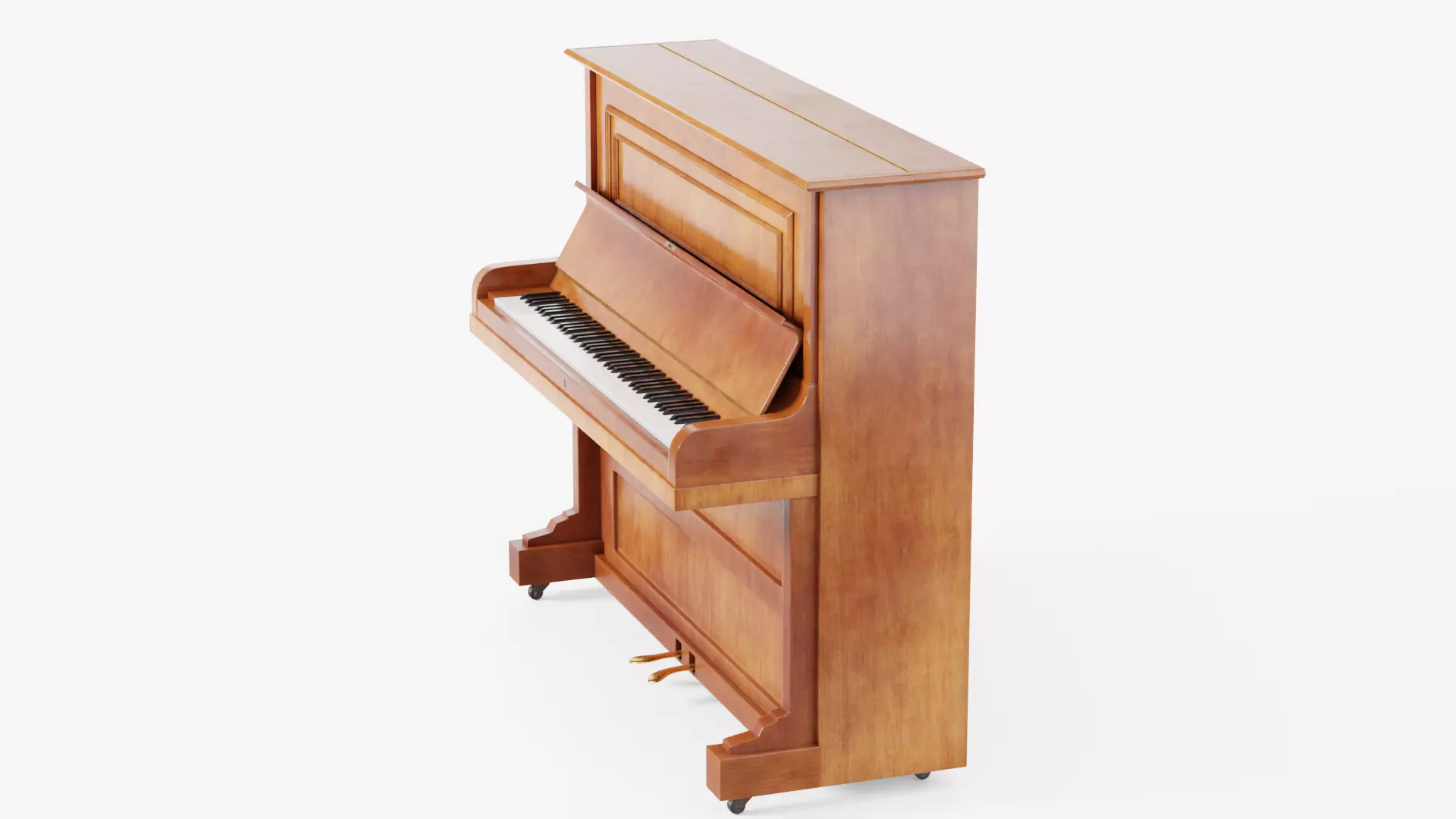 Wooden Upright Piano Low-poly 3D model_10