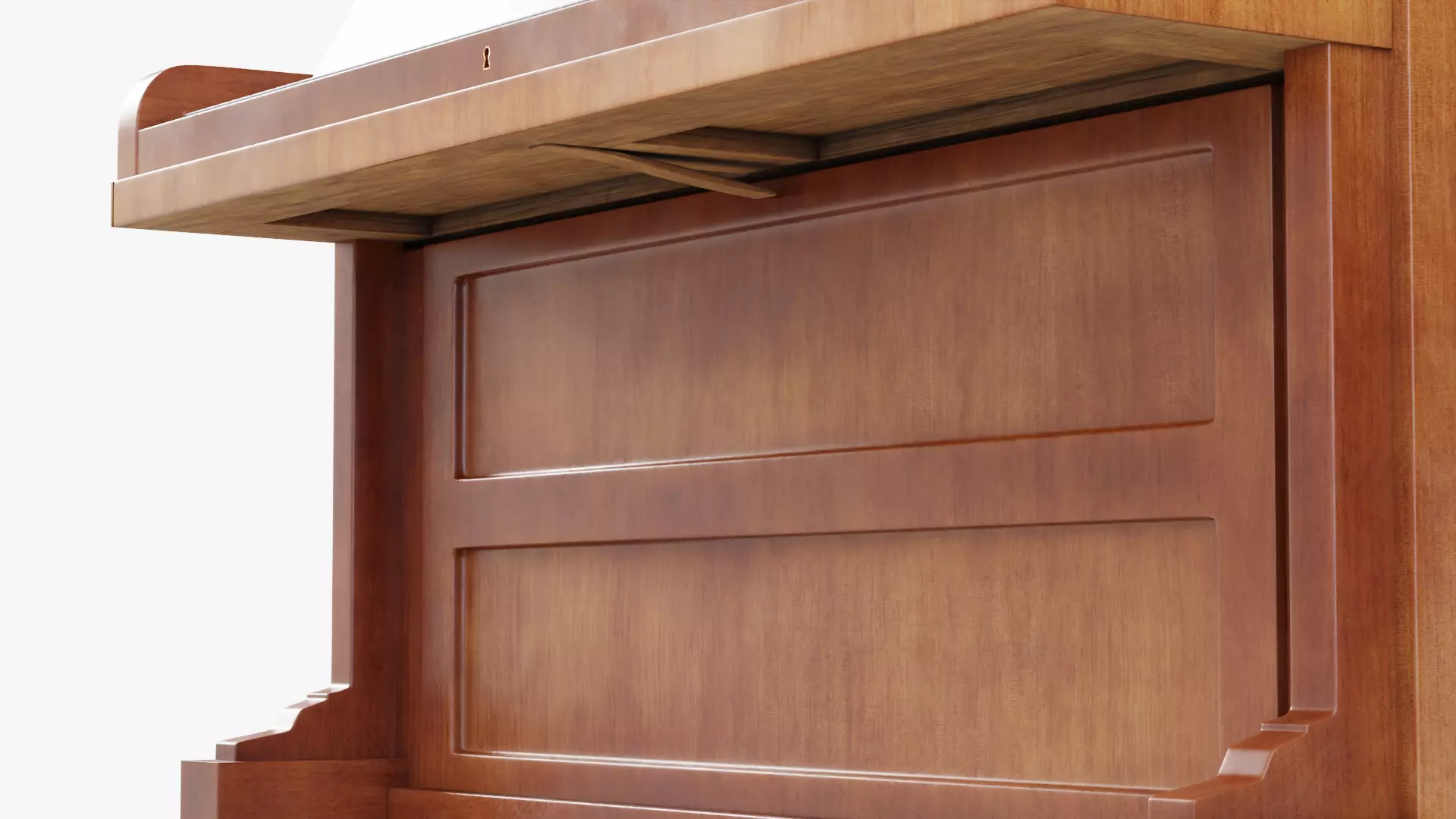 Wooden Upright Piano Low-poly 3D model_13