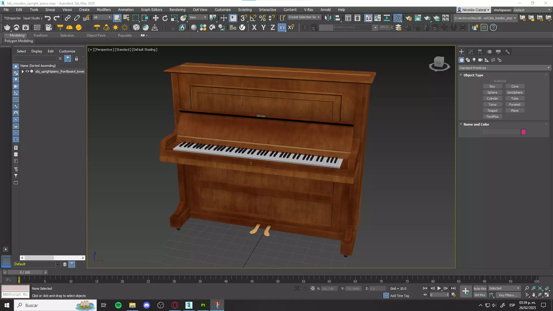 Wooden Upright Piano Low-poly 3D model_28