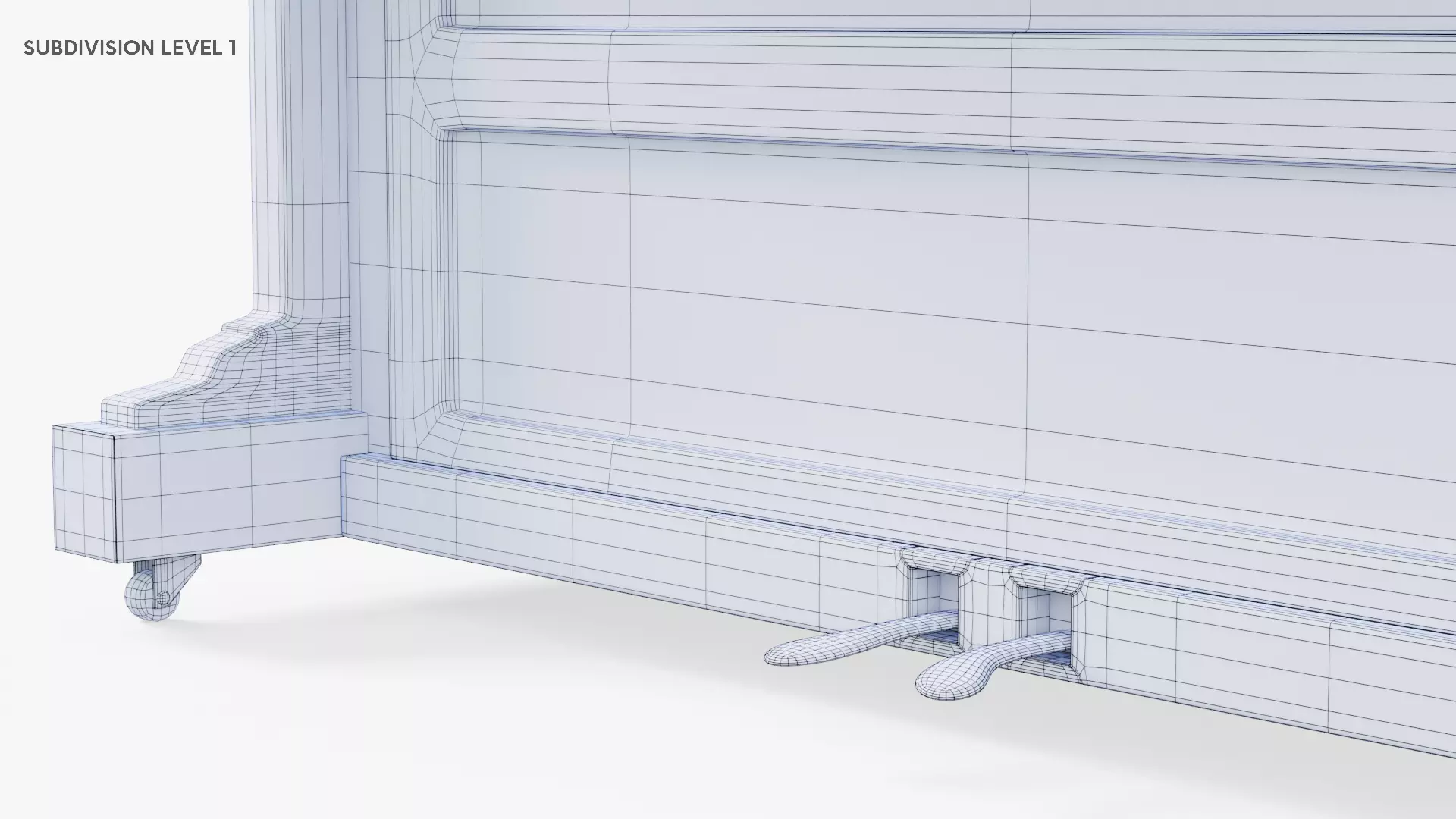 Wooden Upright Piano Low-poly 3D model_32