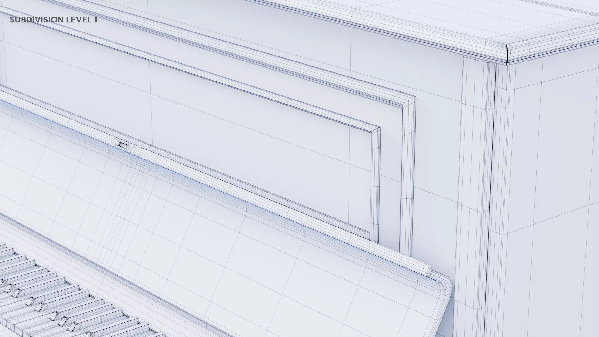 Wooden Upright Piano Low-poly 3D model_44