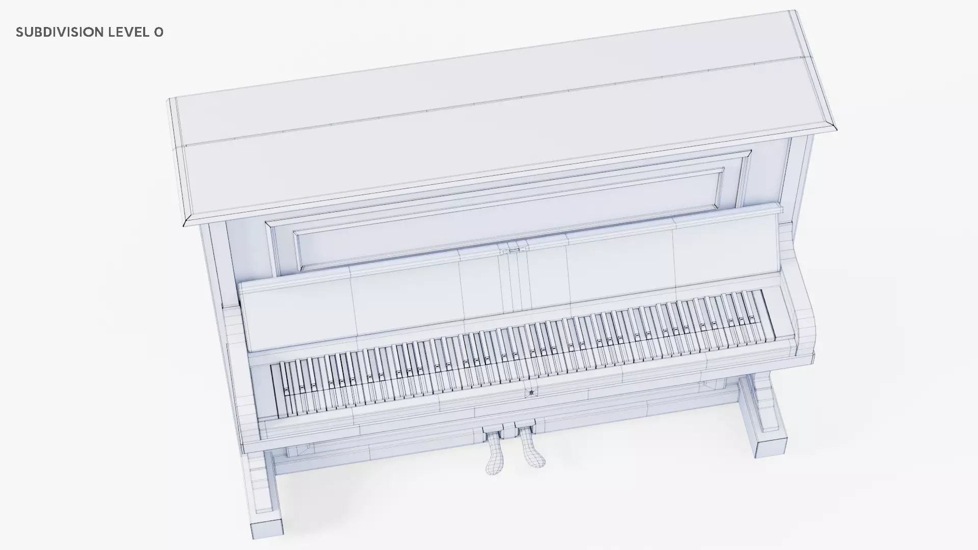 Wooden Upright Piano Low-poly 3D model_29