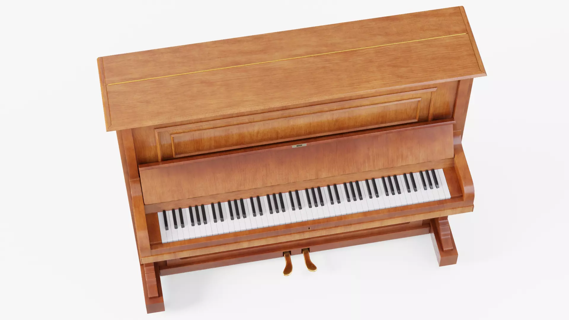 Wooden Upright Piano Low-poly 3D model_11