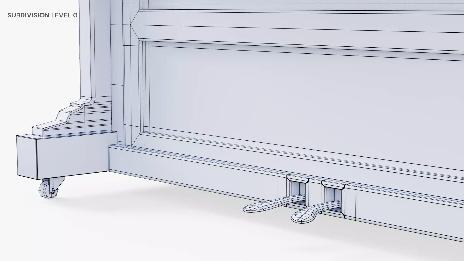 Wooden Upright Piano Low-poly 3D model_31