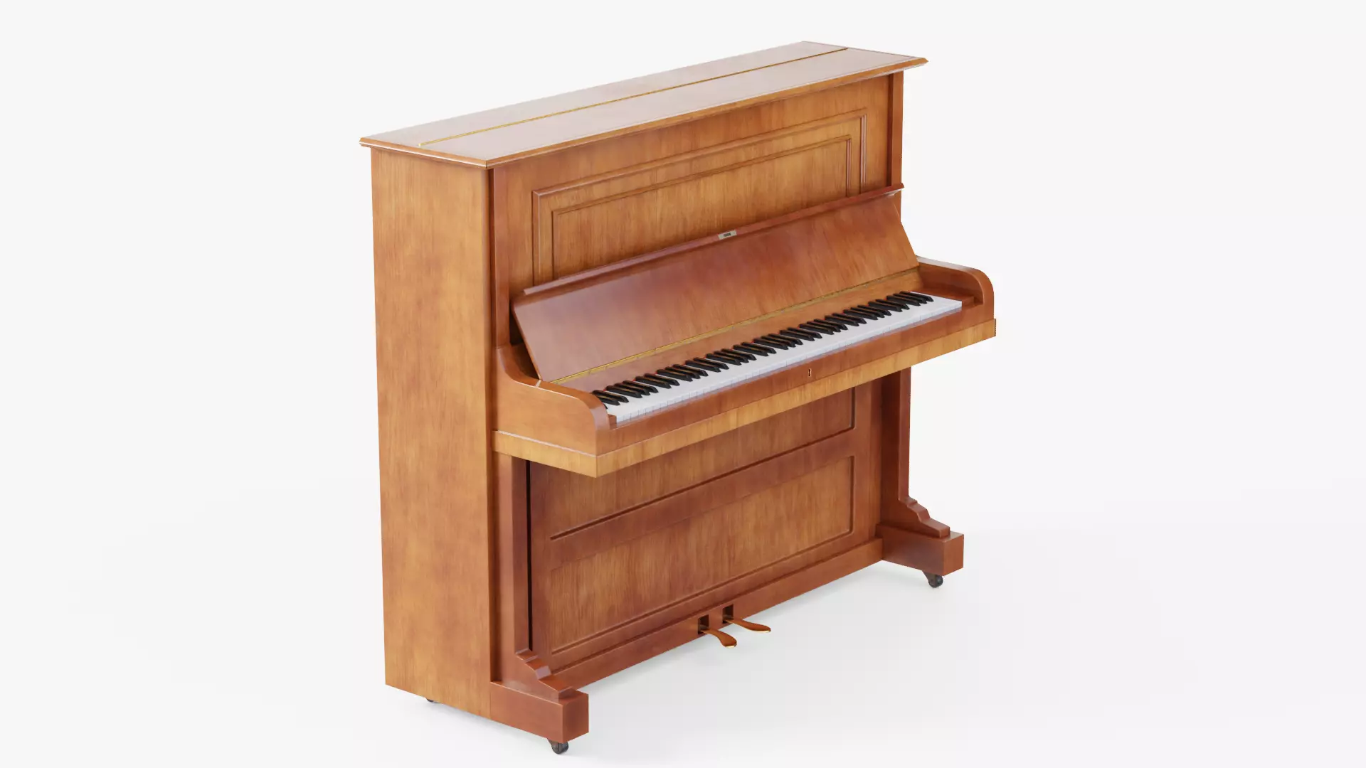 Wooden Upright Piano Low-poly 3D model_6