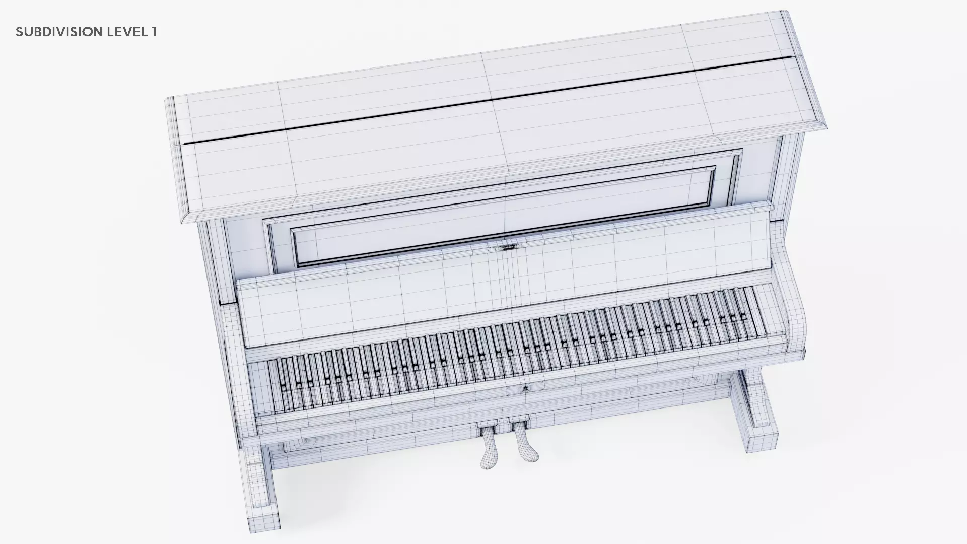 Wooden Upright Piano Low-poly 3D model_30