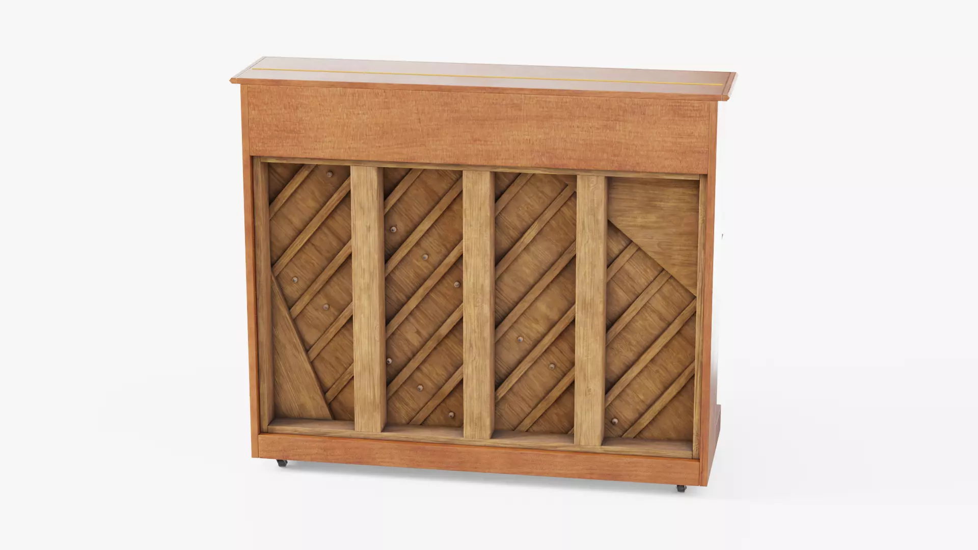 Wooden Upright Piano Low-poly 3D model_8