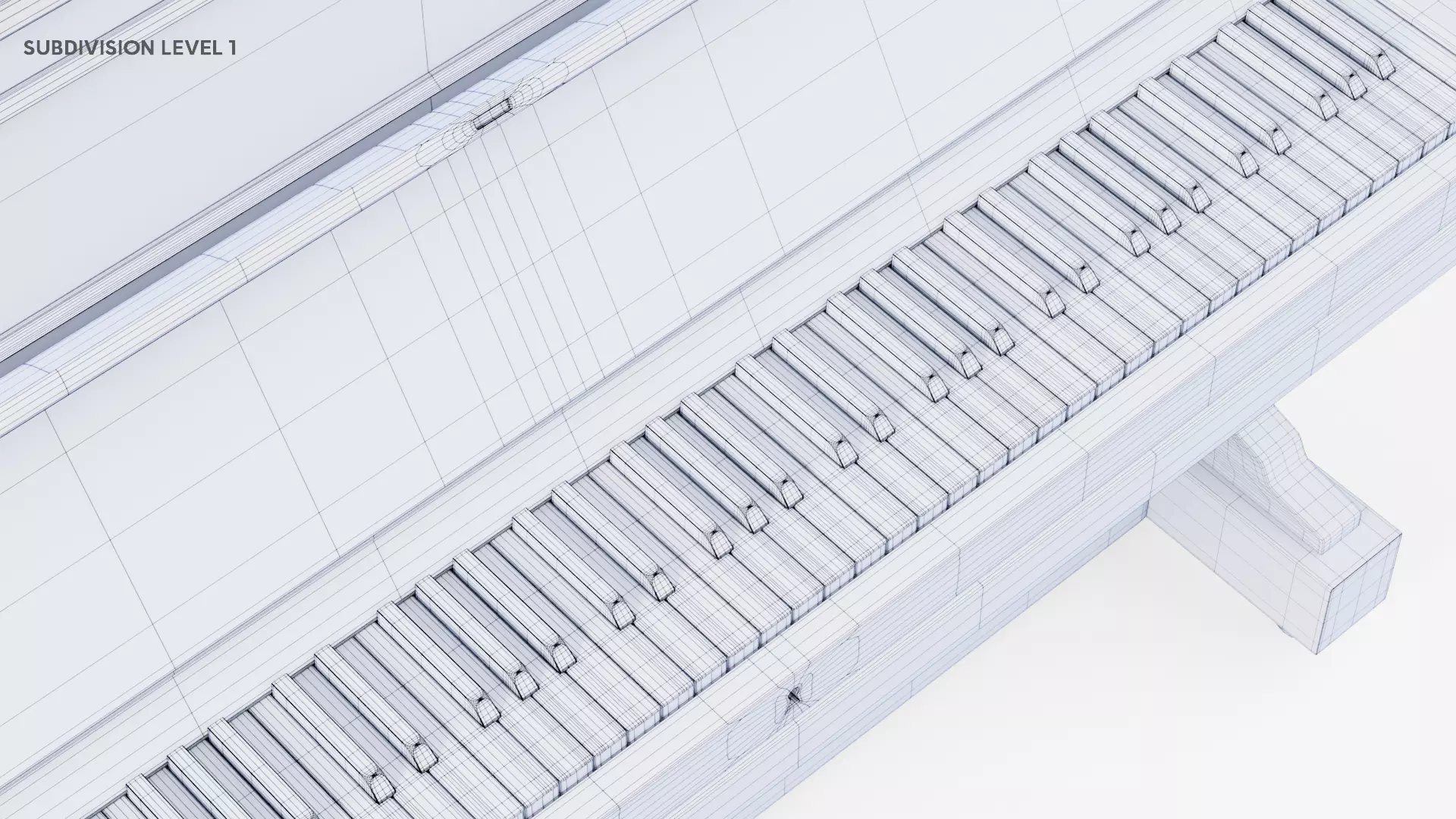 Wooden Upright Piano Low-poly 3D model_48