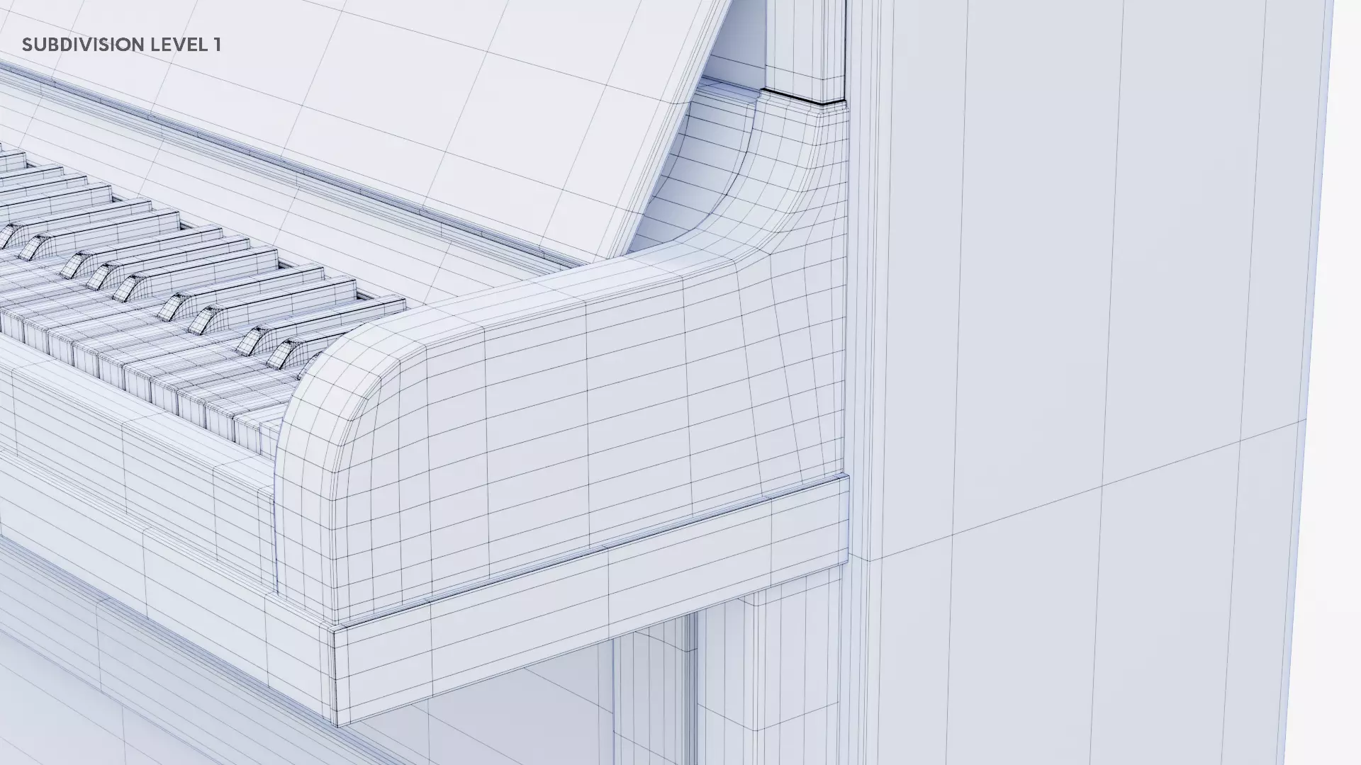 Wooden Upright Piano Low-poly 3D model_42