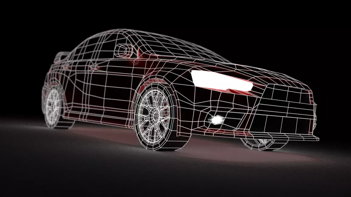 Red Car Free low-poly 3D model_10