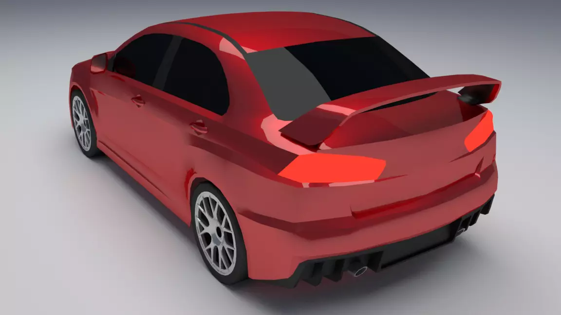 Red Car Free low-poly 3D model_5