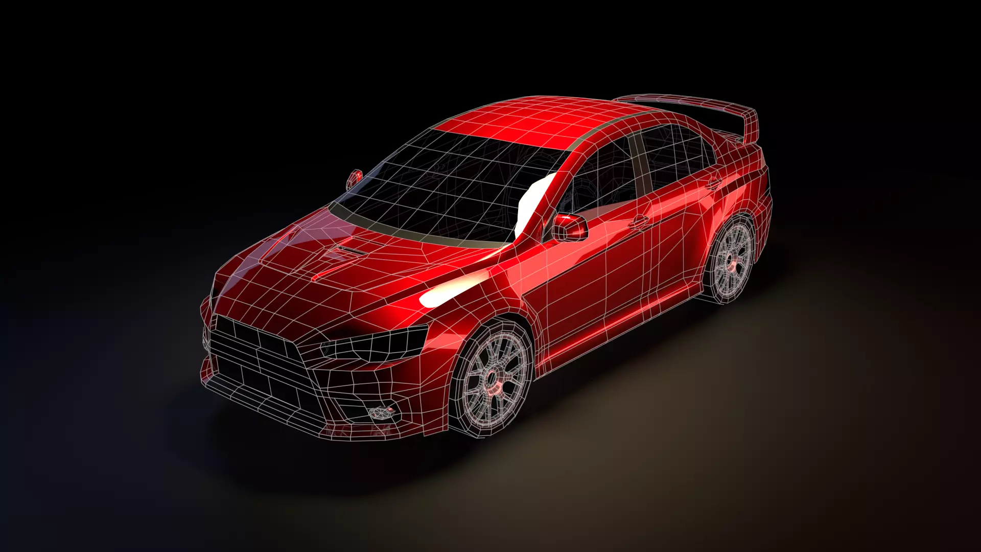 Red Car Free low-poly 3D model_17
