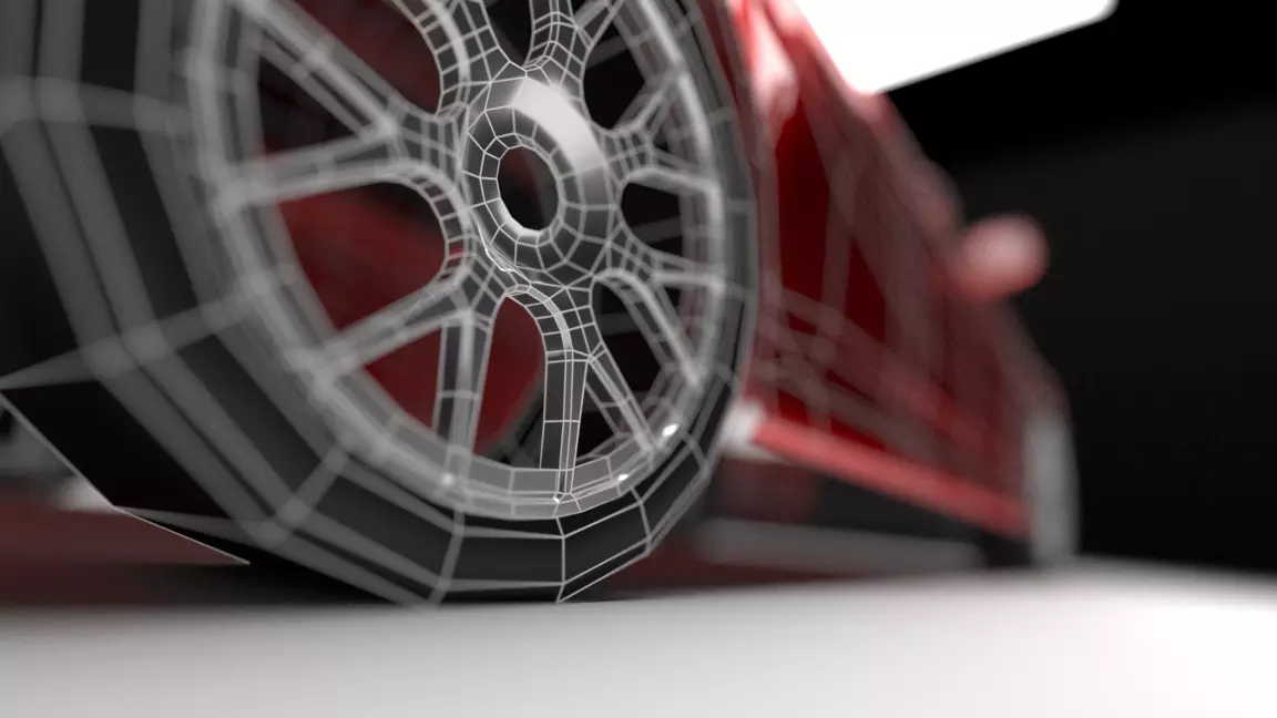 Red Car Free low-poly 3D model_7