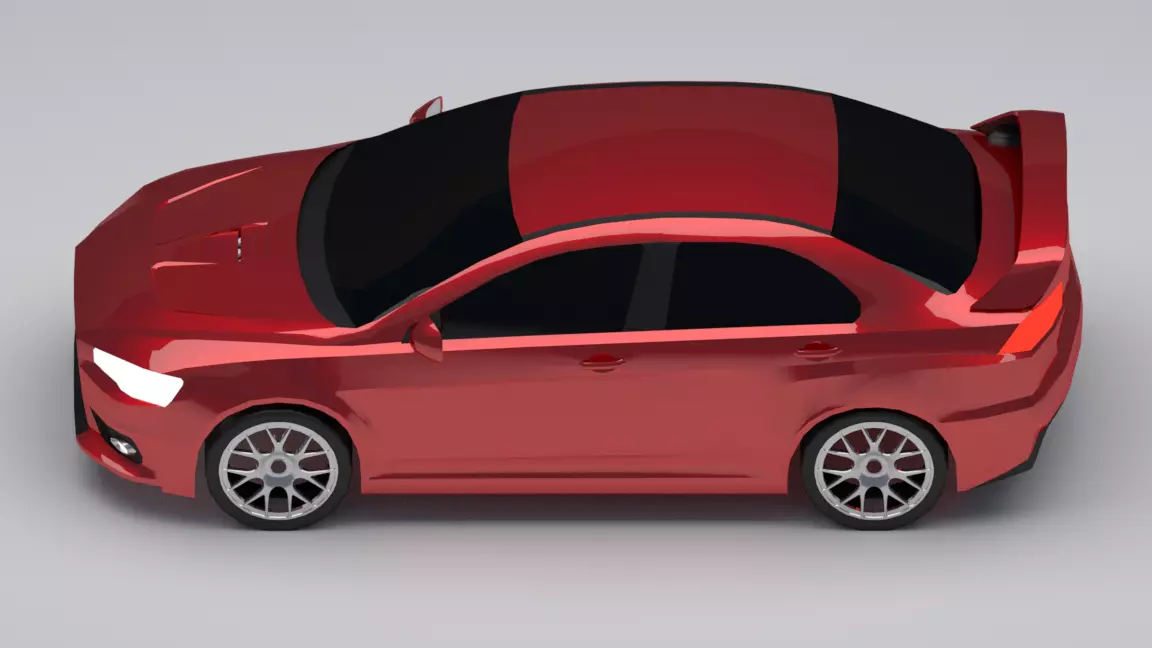 Red Car Free low-poly 3D model_3