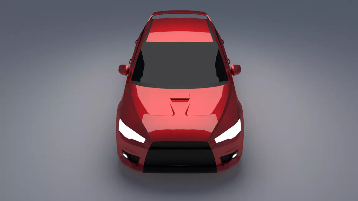 Red Car Free low-poly 3D model_1