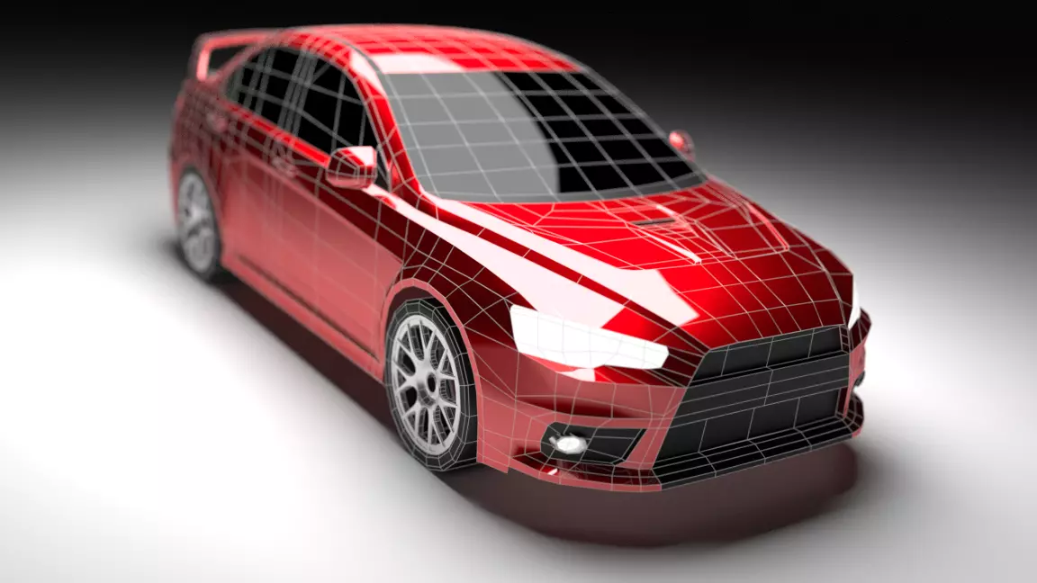 Red Car Free low-poly 3D model_0