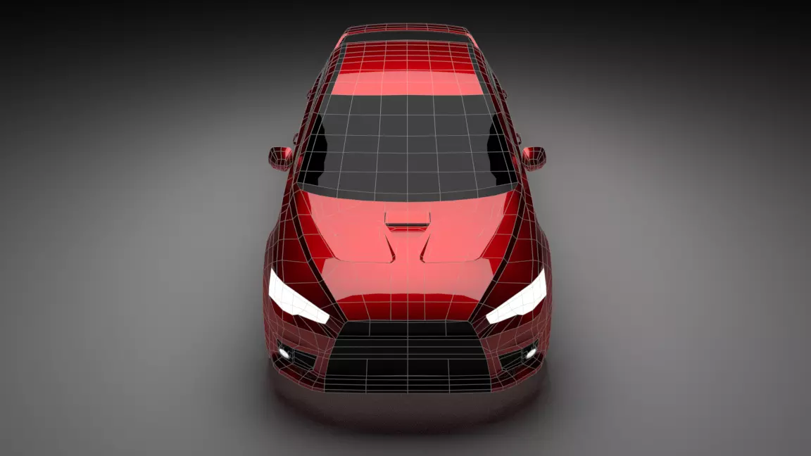 Red Car Free low-poly 3D model_2