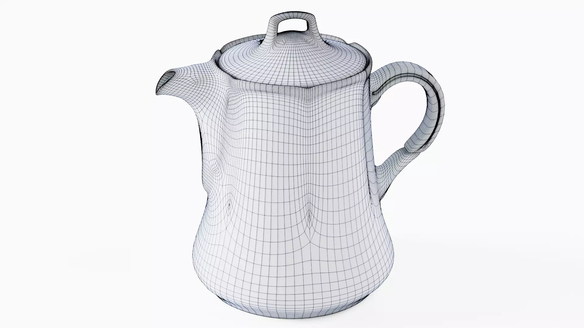 White Tableware Set and Plates Low-poly 3D model_87