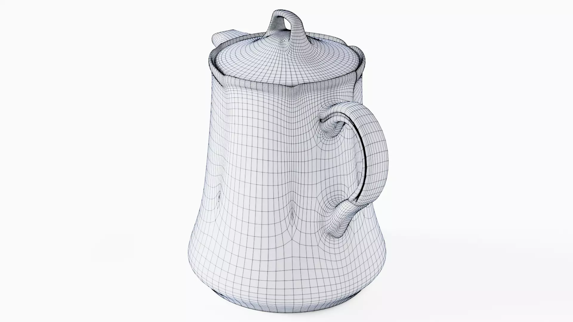 White Tableware Set and Plates Low-poly 3D model_86