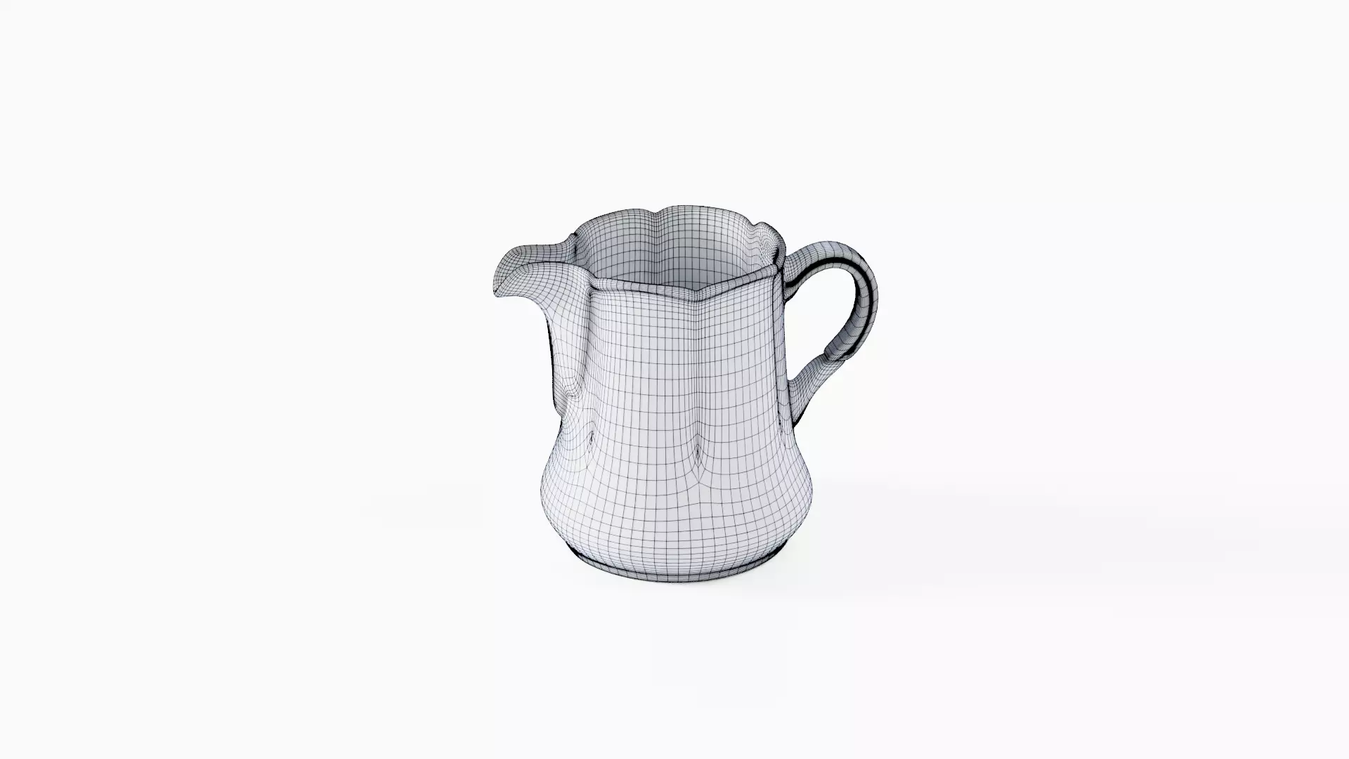 White Tableware Set and Plates Low-poly 3D model_93