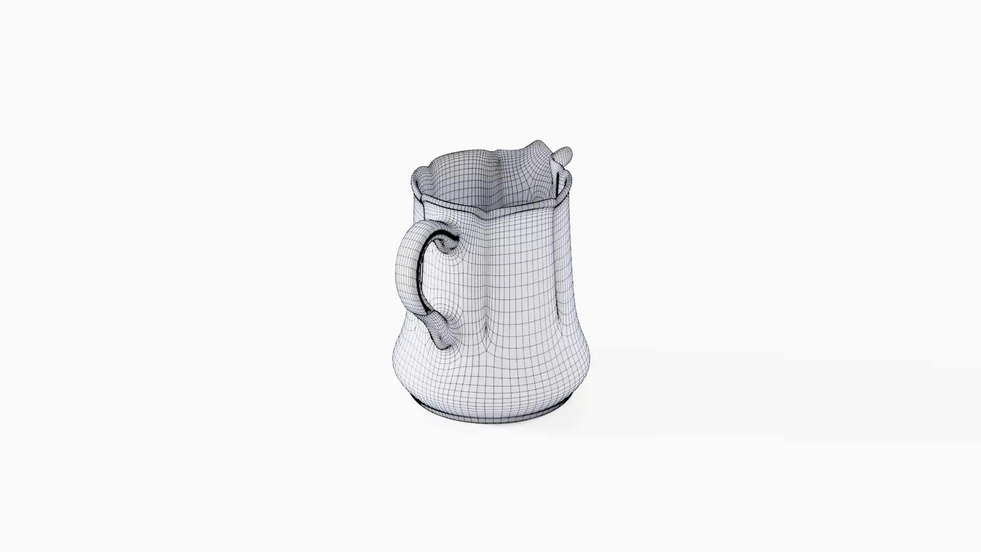 White Tableware Set and Plates Low-poly 3D model_91