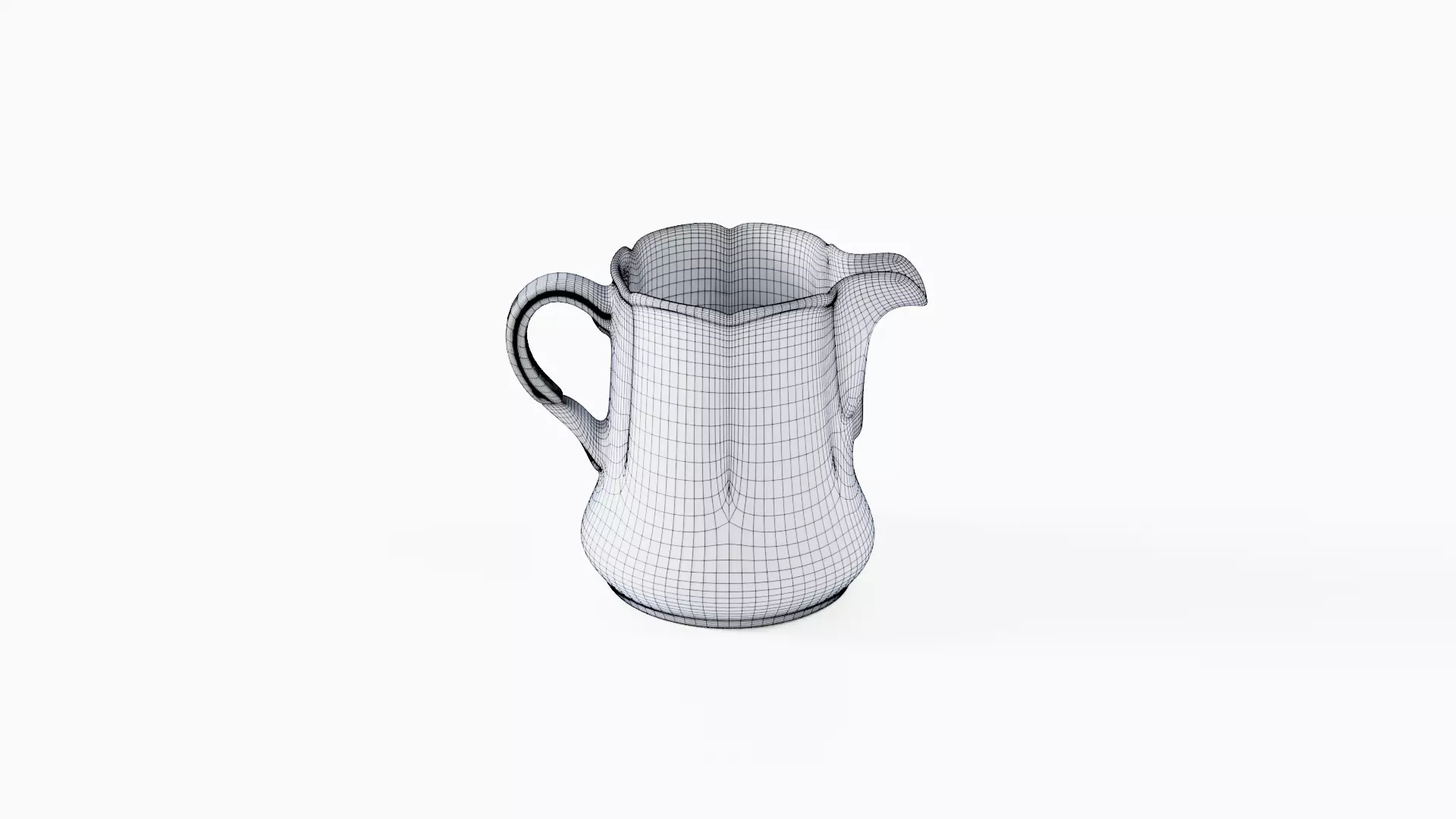 White Tableware Set and Plates Low-poly 3D model_90