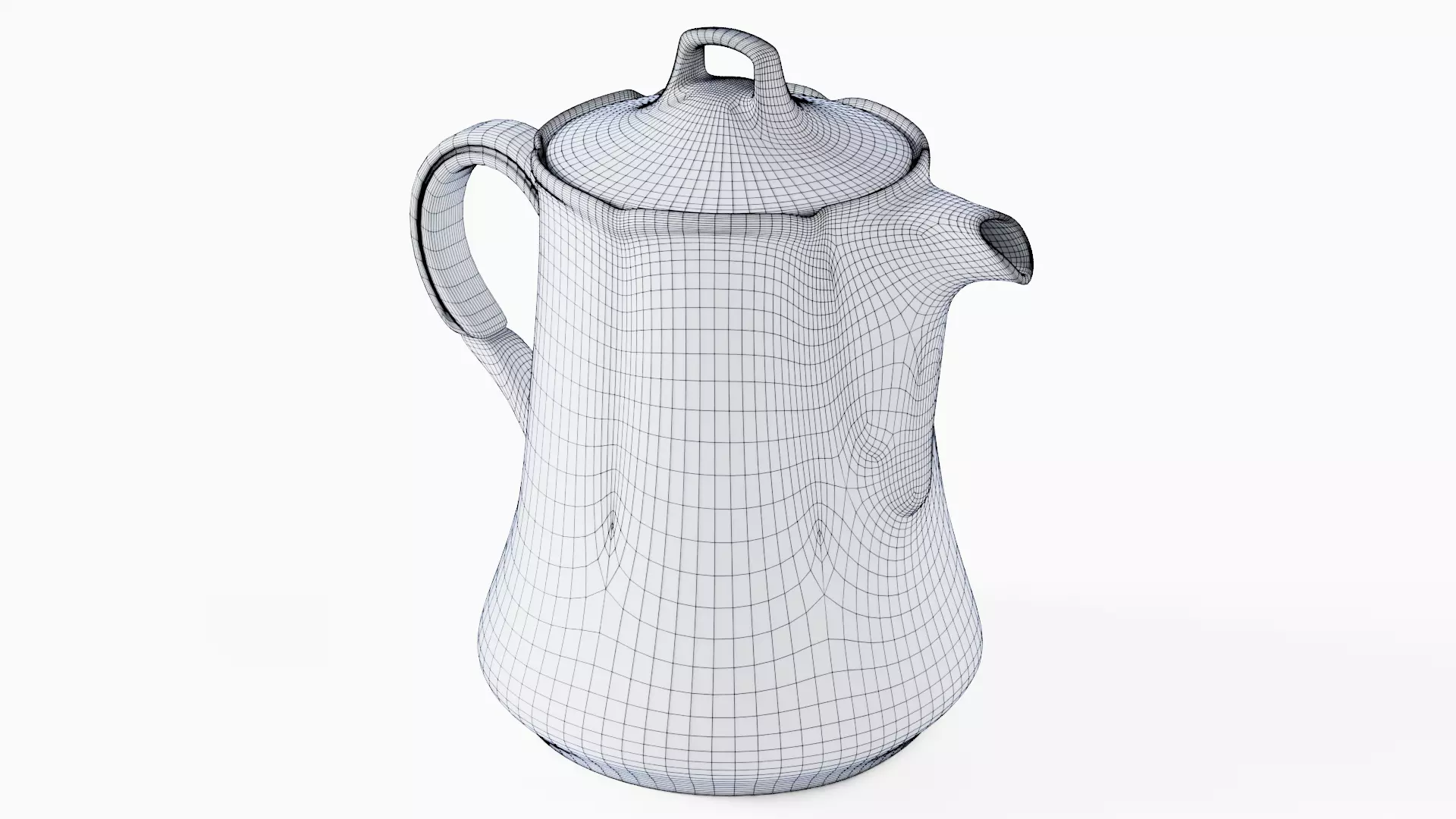 White Tableware Set and Plates Low-poly 3D model_89