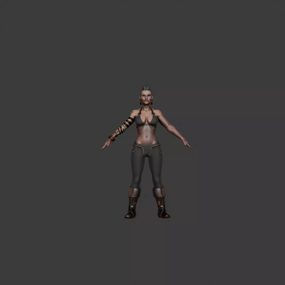 Tribe Woman  Cultural Fantasy 3D Character Model 3D model_0