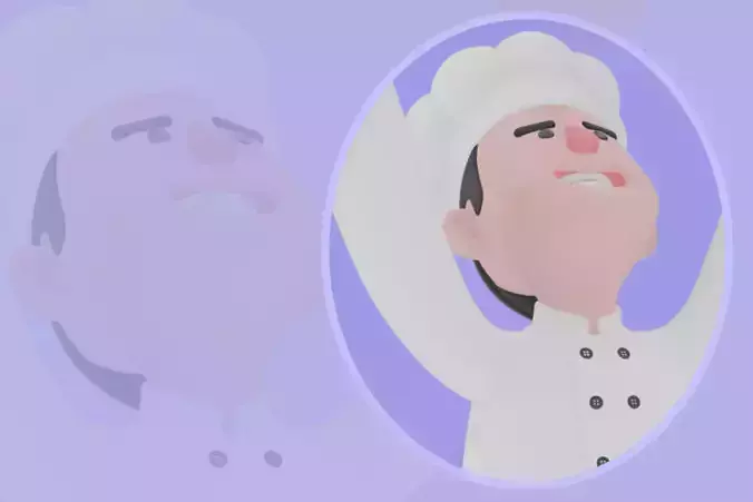 Stylized 3D Cartoon Chef - Happy Cook Celebrating with Recipe