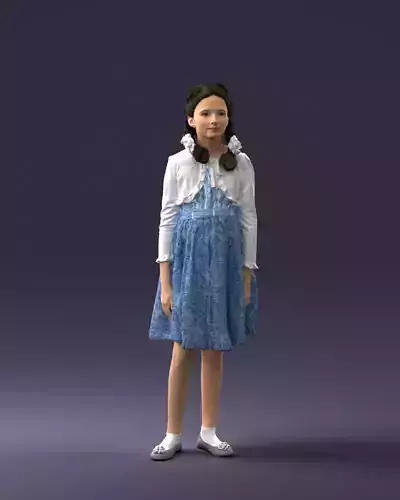 000283 Young Girl in Blue Dress Realistic Character 0809