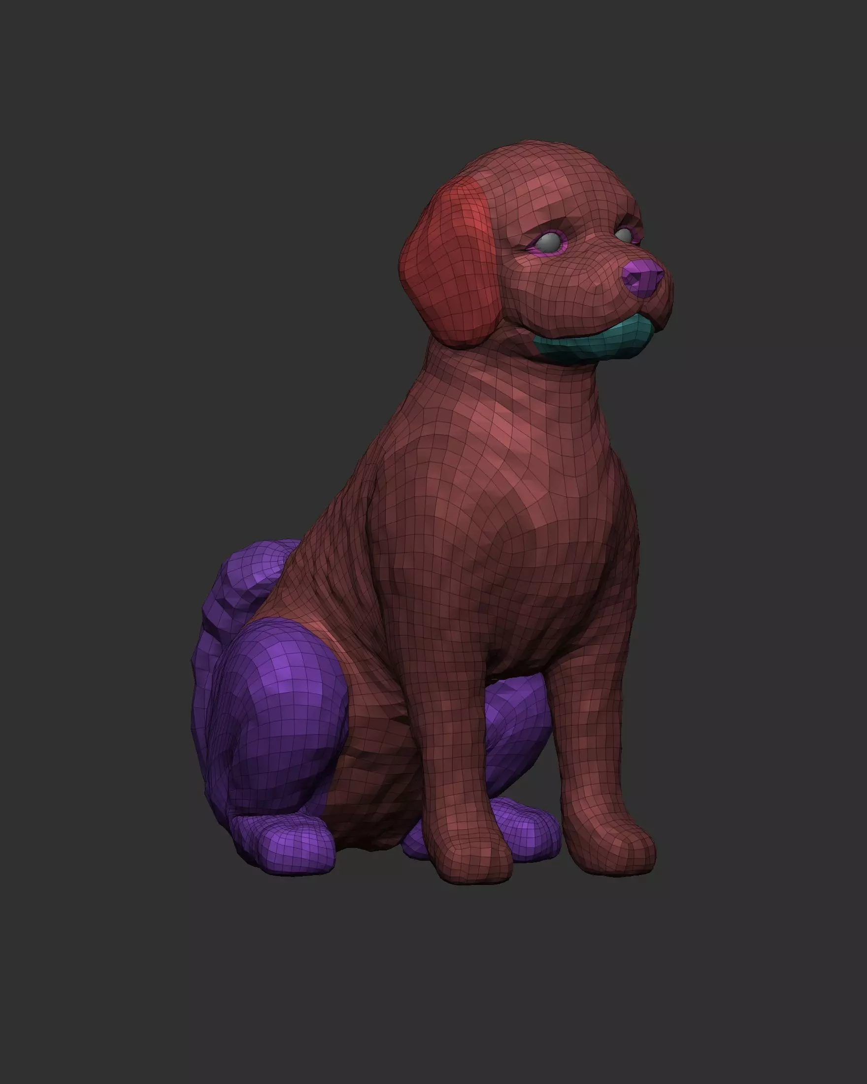Sitting Poodle Dog 3D print model_20