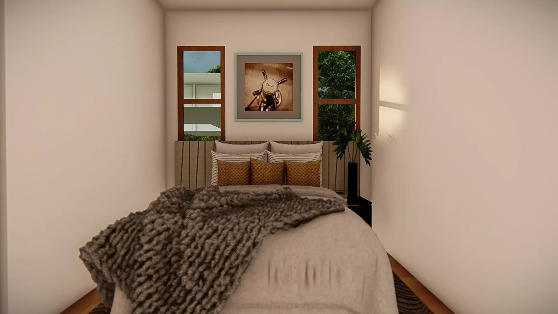 Contemporary Modern House Exterior 3D Model with Sloped Roof 3D model_11